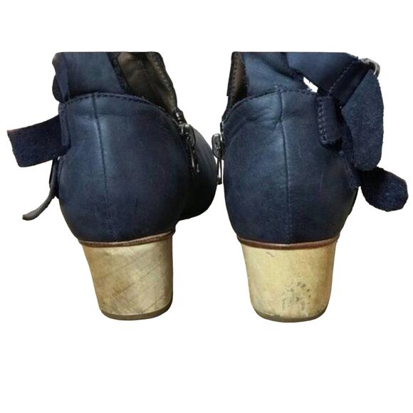 Responsibly Handcrafted Fortress of Inca Leather Booties, Navy, Boho, Festival 7 - Picture 6 of 10